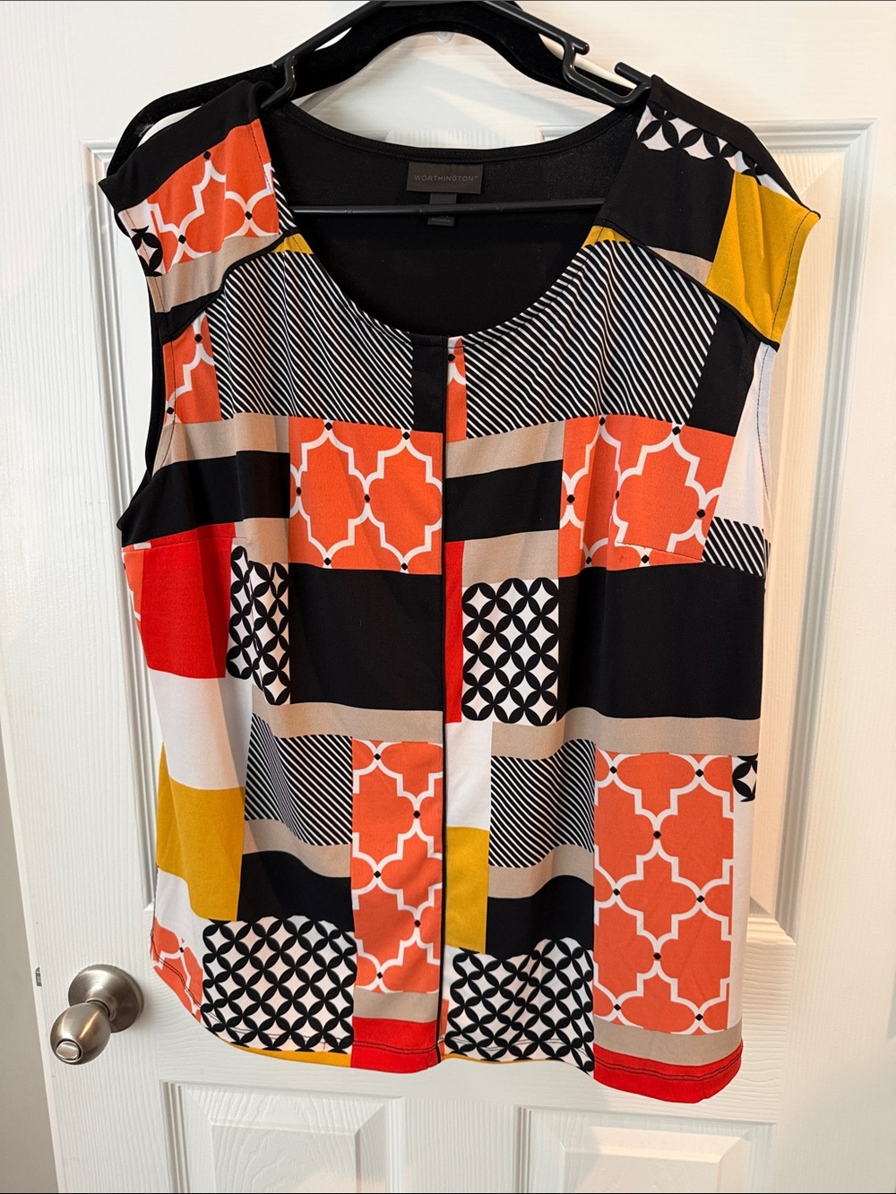 Worthington Multicolor Geometric Sleeveless Top